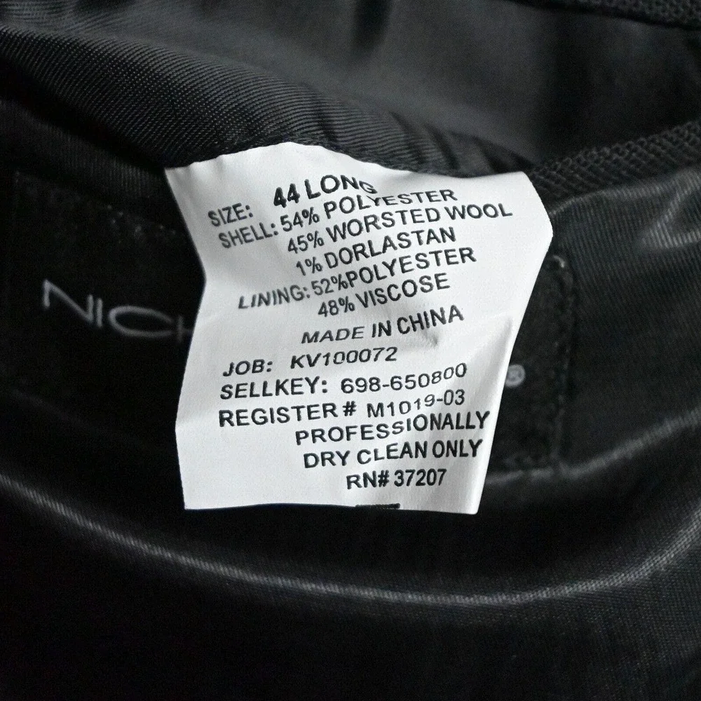 Nicklaus‎ 44L Black Silver Button 2 Button Blazer Suit Jacket Sport Coat